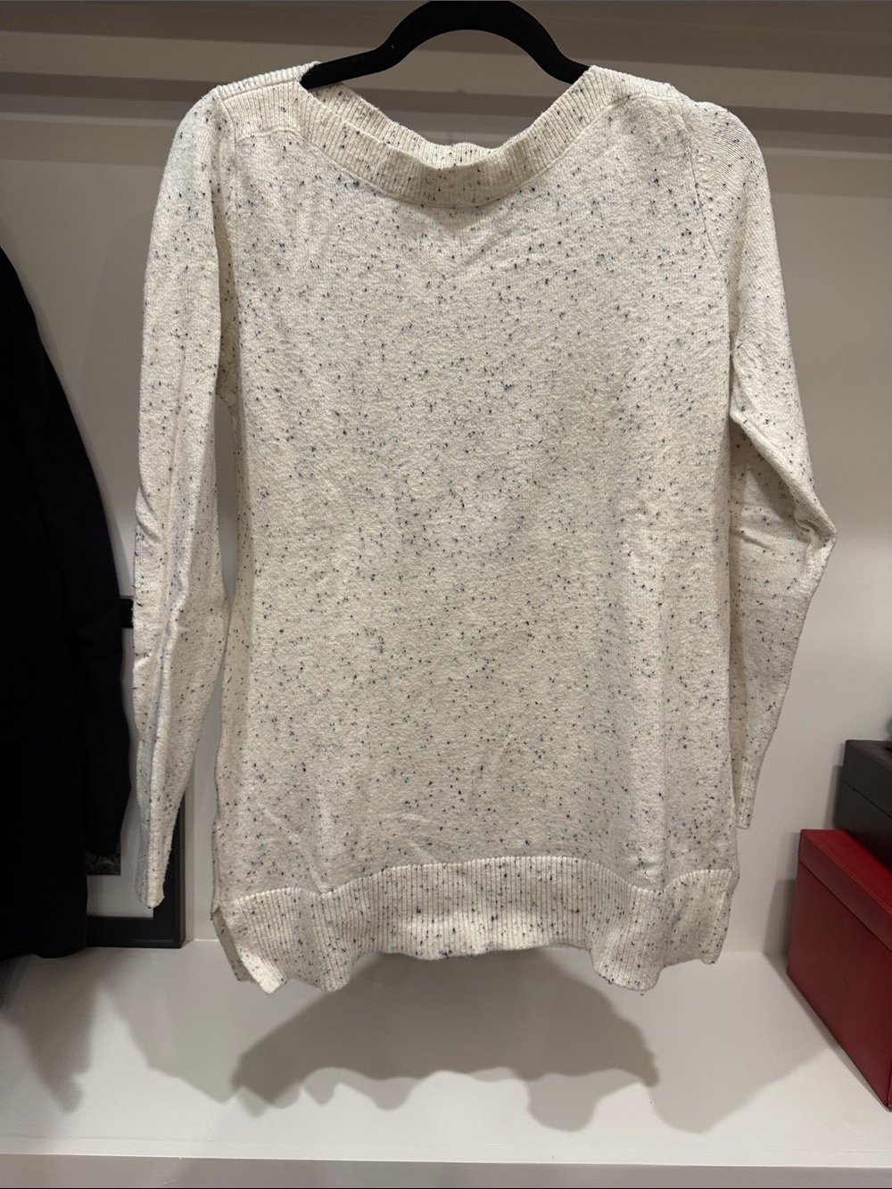 LOFT Speckled Cream Tunic Sweater